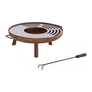 Sunjoy Group 28-Inch Portable Fire Pit Grill with Stainless Steel Baking Sheet-A301055120-Garage Giant