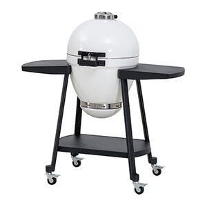 Sunjoy Group 20-Inch Charcoal Kamado Grill with Pizza Stone and Wheels (White)-A504002325-Garage Giant