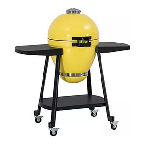 Sunjoy Group 20-Inch Charcoal Kamado Grill with Pizza Stone and Wheels - Thumbnail 3