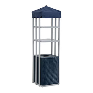 Sunjoy Group Aluminum Pool Towel Valet with Wicker Storage Basket