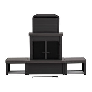 Sunjoy Group Outdoor Fireplace with Wood Storage and Chimney - Thumbnail 5