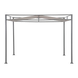 Sunjoy Group 10 x 10 Metal Pergola with Grey Sling Fabric Canopy-A106024802-Garage Giant