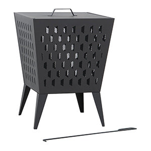 Sunjoy Group 18-Inch Black Steel Outdoor Wood Burning Backyard Fire Pit-A301058510-Garage Giant