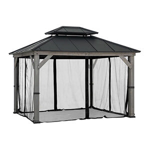 Sunjoy Group Replacement Mosquito Netting for 10 x 12 Wood Frame Gazebo (Black)-A111515202-Garage Giant