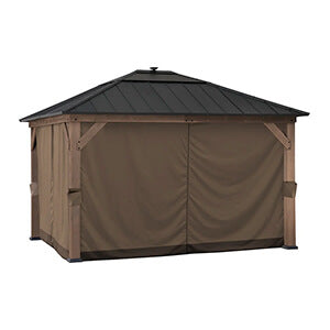 Sunjoy Group Replacement Privacy Curtains for 11 x 13 Wood Frame Gazebo (Brown)-A111305421-Garage Giant