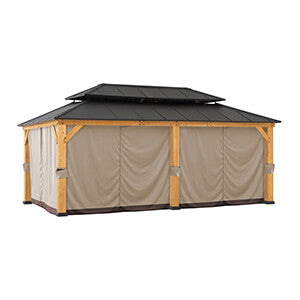 Sunjoy Group Replacement Privacy Curtains for 12 x 20 Hardtop Gazebos (Beige/Brown)-A111309000-Garage Giant