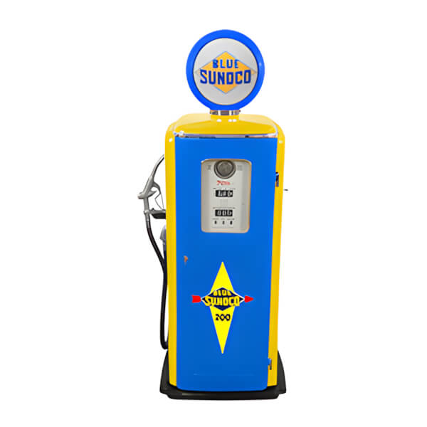 Roadside Relics Blue Sunoco Tokheim 39 Style Gas Pump Replica with Hidden Mini Fridge-FRR-TK79SE-SU-Garage Giant
