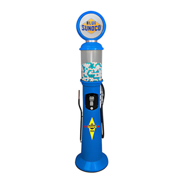 Roadside Relics Blue Sunoco Retro Gas Pump Replica Tall Gravity Feed Gumball Machine-FRR-GG76-SU-Garage Giant