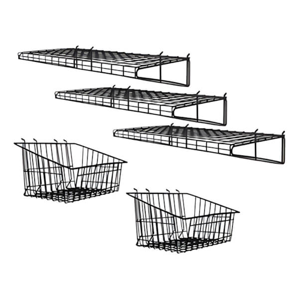Proslat Stealth Slatwall Shelf and Basket Kit-53008-Garage Giant