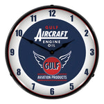 Collectable Sign and Clock Gulf Aircraft Engine Oil Backlit Wall Clock-GO1303425-Garage Giant 