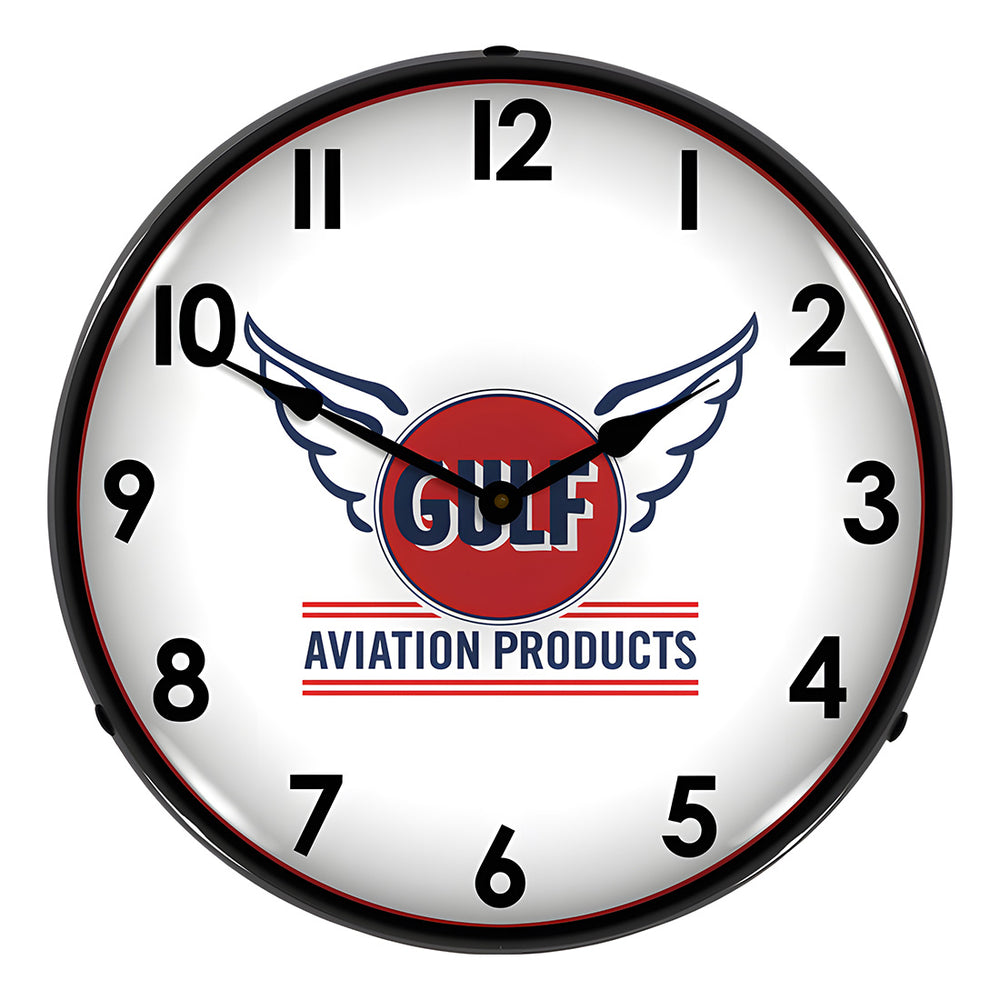 Collectable Sign and Clock Gulf Aviation Products Backlit Wall Clock-GO1303426-Garage Giant