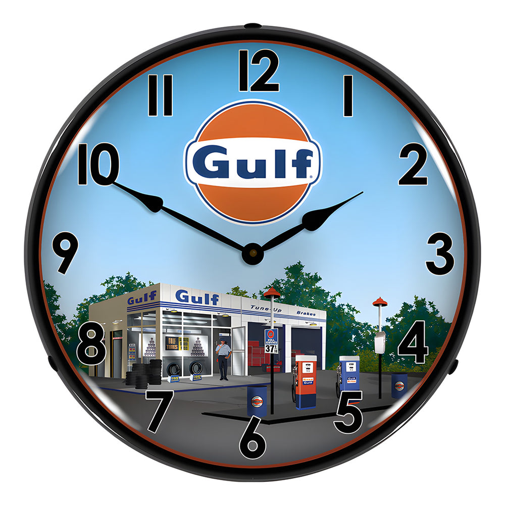 Collectable Sign and Clock Gulf Station Backlit Wall Clock-GO1303429-Garage Giant