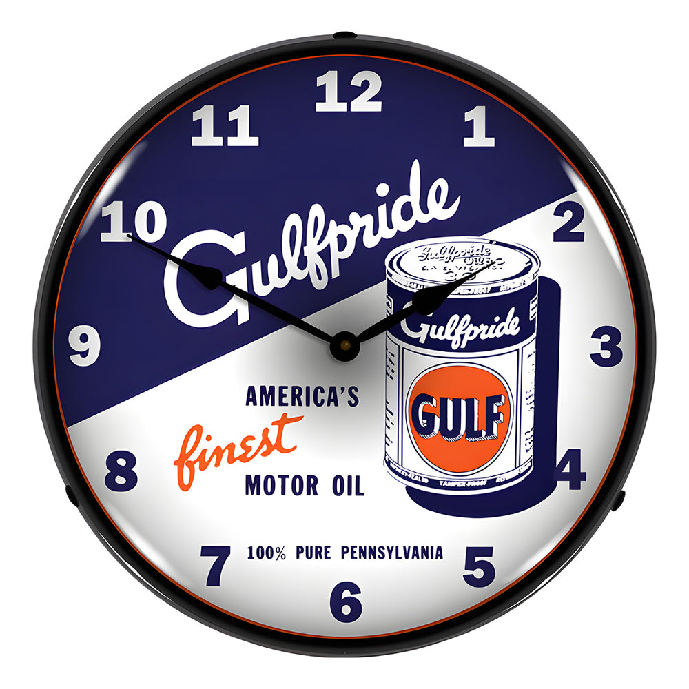 Collectable Sign and Clock Gulfpride Motor Oil Backlit Wall Clock-GO1612694-Garage Giant