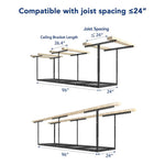 Fleximounts 2' x 8' Overhead Storage Rack (Black)-FLX-GR28B-BLK-Garage Giant 