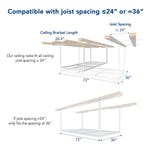 Fleximounts 3' x 6' Overhead Storage Rack (White)-FLX-GR36-WHT-Garage Giant 
