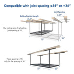 Fleximounts 3' x 6' Overhead Storage Rack (Black)-FLX-GR36B-BLK-Garage Giant 