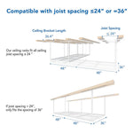 Fleximounts 3' x 8' Overhead Storage Rack (White)-FLX-GR38-WHT-Garage Giant 