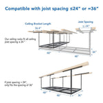 Fleximounts 3' x 8' Overhead Storage Rack (Black)-FLX-GR38B-BLK-Garage Giant 