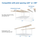 Fleximounts 4' x 6' Overhead Storage Rack (White)-FLX-GR46-WHT-Garage Giant 