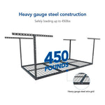 Fleximounts 4' x 6' Overhead Storage Rack (Black)-FLX-GR46B-BLK-Garage Giant 