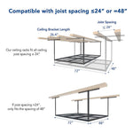 Fleximounts 4' x 6' Overhead Storage Rack (Black)-FLX-GR46B-BLK-Garage Giant 