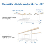 Fleximounts 4' x 8' Overhead Storage Rack (White)-FLX-GR48-WHT-Garage Giant 