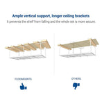 Fleximounts 4' x 8' Overhead Storage Rack with Hooks (White)-FLX-GR48-H-WHT-Garage Giant 