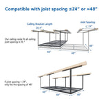 Fleximounts 4' x 8' Overhead Storage Rack (Black)-FLX-GR48B-BLK-Garage Giant 
