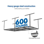Fleximounts 4' x 8' Overhead Storage Rack with Hooks (Black)-FLX-GR48B-H-BLK-Garage Giant 