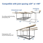 Fleximounts 4' x 8' Overhead Storage Rack Frame Kit (Black)-FLX-GR48FB-BLK-Garage Giant 