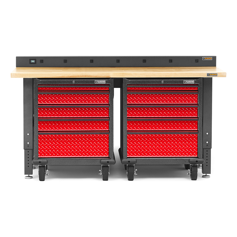 Gladiator Premier 4-Piece Red Garage Workbench System-Gladiator-4-Piece-Red-Workbench-System-Garage Giant