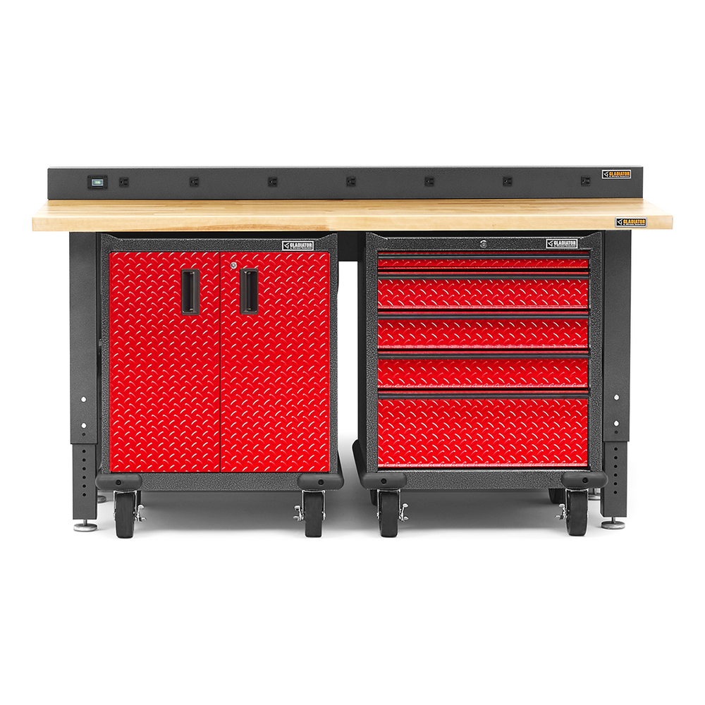 Gladiator Premier 4-Piece Red Garage Workbench Set-Gladiator-4-Piece-Red-Workbench-Set-Garage Giant