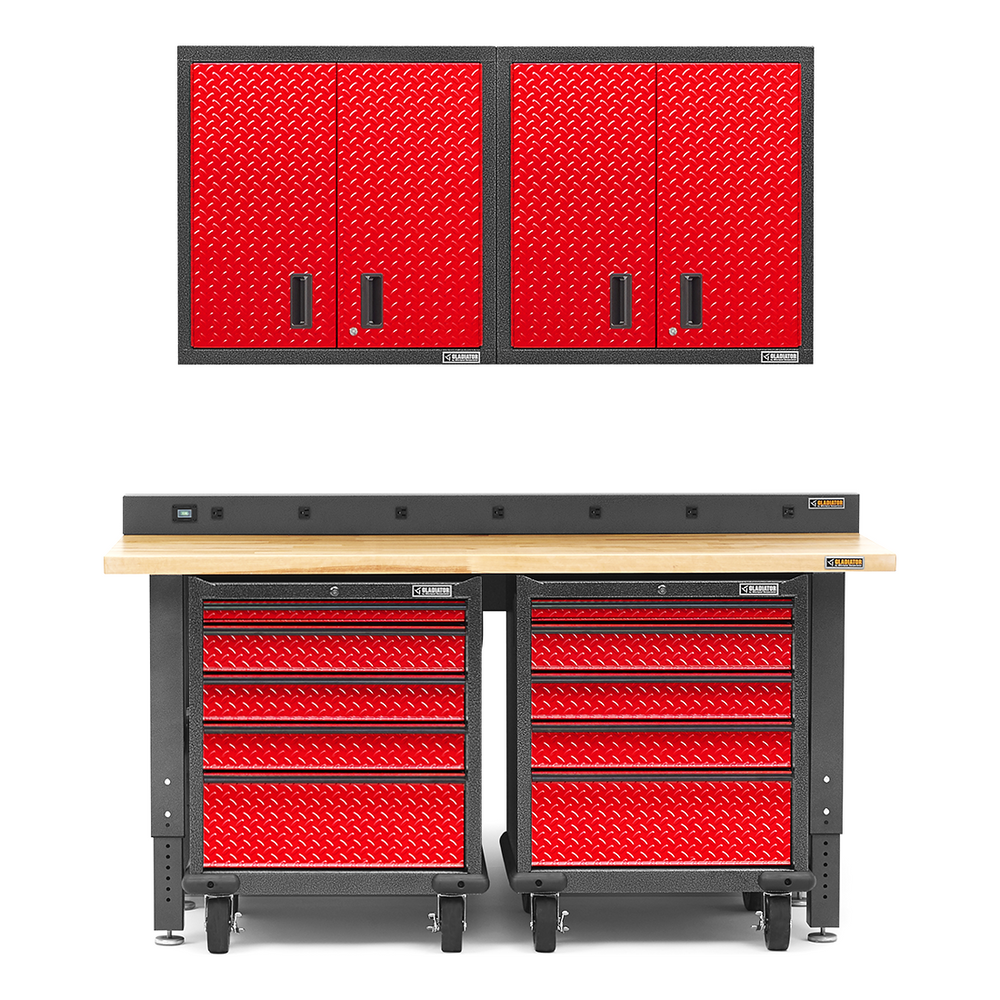 Gladiator Premier 6-Piece Red Garage Cabinet System-Gladiator-6-Piece-Red-Cabinet-System-Garage Giant