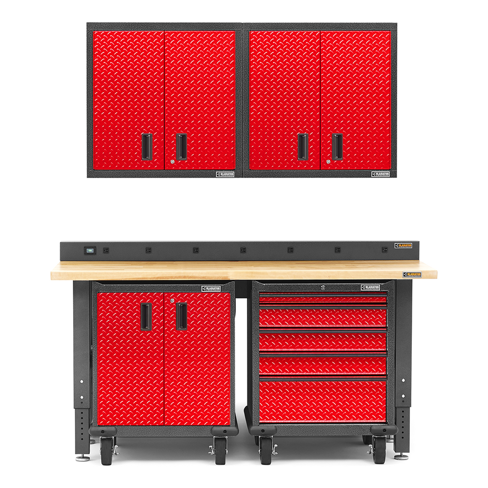 Gladiator Premier 6-Piece Red Garage Cabinet Set-Gladiator-6-Piece-Red-Cabinet-Set-Garage Giant