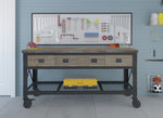 DuraMax 72" Industrial Metal and Wood Workbench with Drawers (Aged Macadamia) 