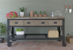 DuraMax 72" Industrial Metal and Wood Workbench with Drawers (Aged Macadamia) 
