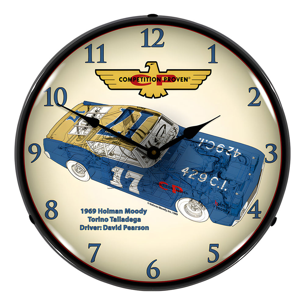 Collectable Sign and Clock Holman Moody Torino Backlit Wall Clock-HM1002241-Garage Giant