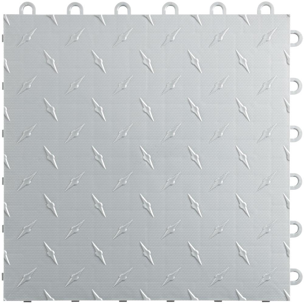 Swisstrax Pearl Silver Diamondtrax Home Garage Floor Tile (50 Pack)-HOME-DMD-PS-50PK-Garage Giant