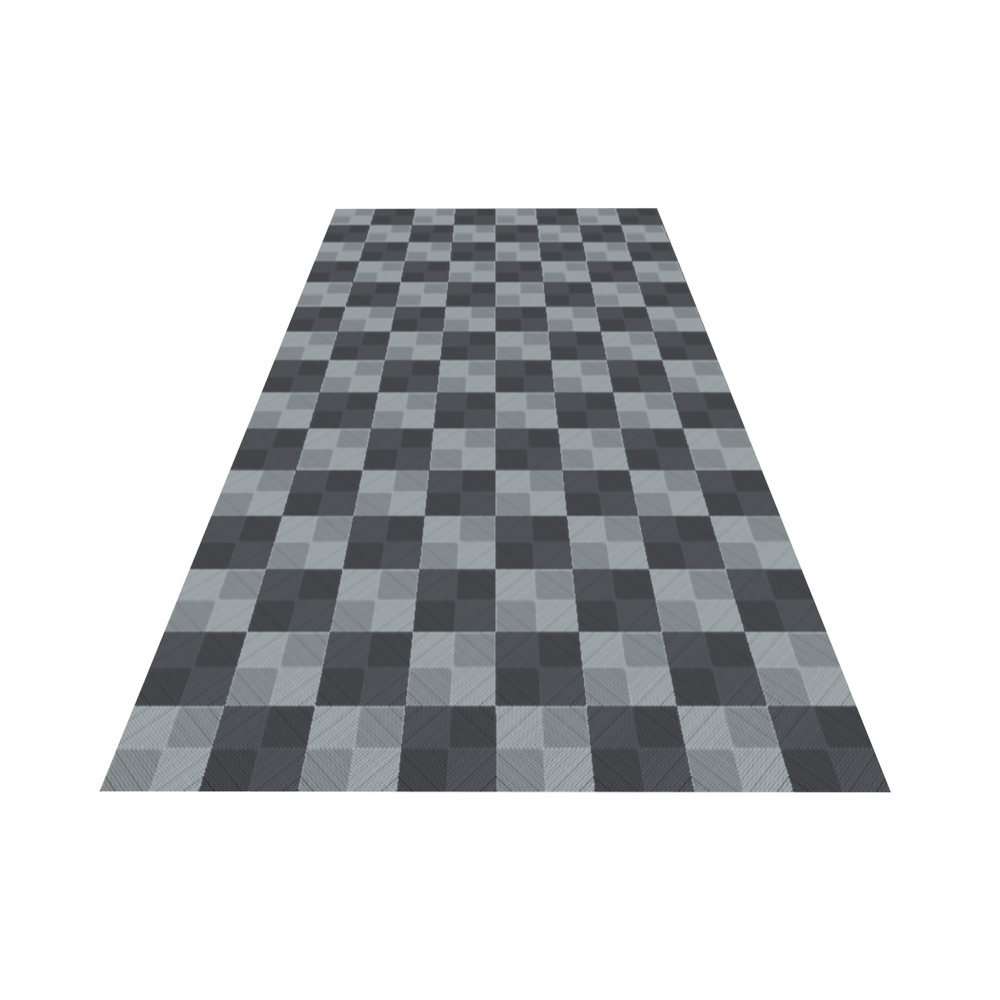 Swisstrax 1-Car Garage Bundle In Ribtrax Pro Tiles (Checkered - Silver, Grey)-KIT-RP1-CHKR202-Garage Giant