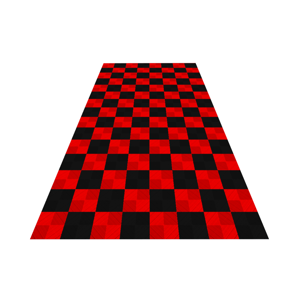 Swisstrax 1-Car Garage Bundle In Ribtrax Pro Tiles (Checkered - Black, Red)-KIT-RP1-CHKR304-Garage Giant