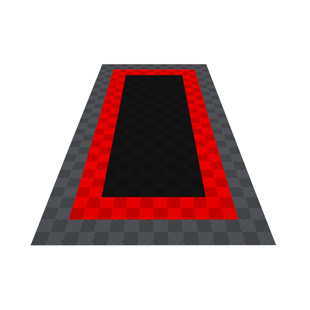 Swisstrax 1-Car Garage Bundle In Ribtrax Pro Tiles (Parking Bays - Black, Red, Grey)-KIT-RP1-PKPD304-Garage Giant