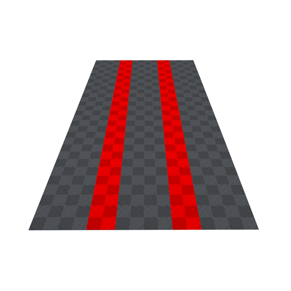 Swisstrax 1-Car Garage Bundle In Ribtrax Pro Tiles (Stripes - Grey, Red)-KIT-RP1-RACE302-Garage Giant
