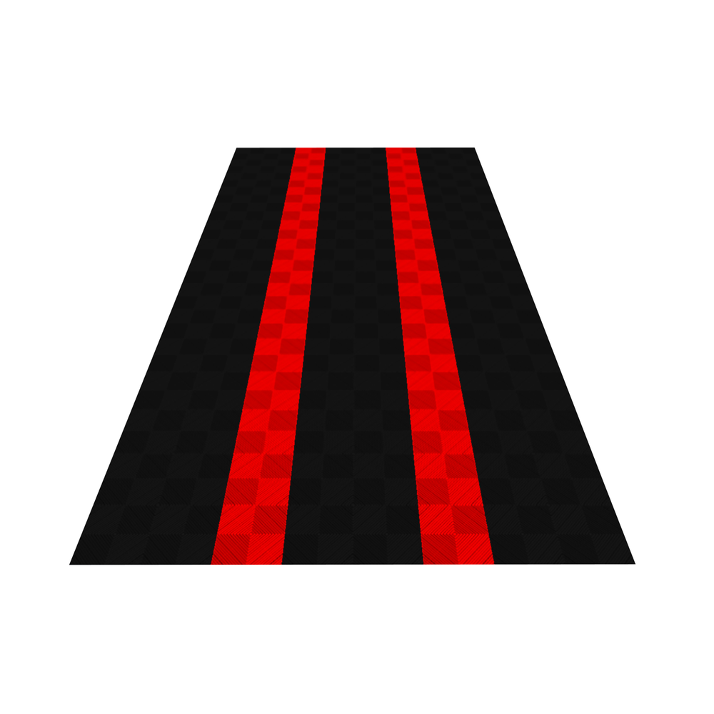 Swisstrax 1-Car Garage Bundle In Ribtrax Pro Tiles (Stripes - Black, Red)-KIT-RP1-RACE304-Garage Giant
