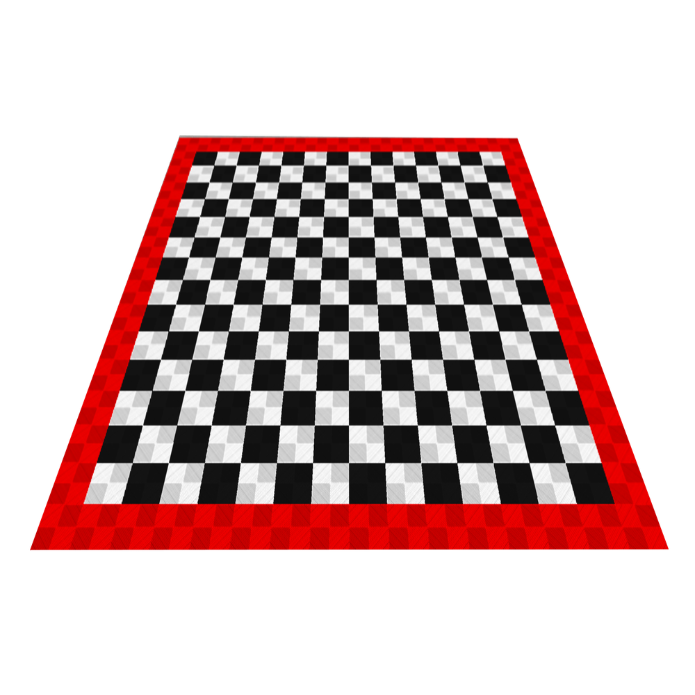 Swisstrax 2-Car Garage Bundle In Ribtrax Pro Tiles (Border - Black, White, Red)-KIT-RP2-BRDR600-Garage Giant