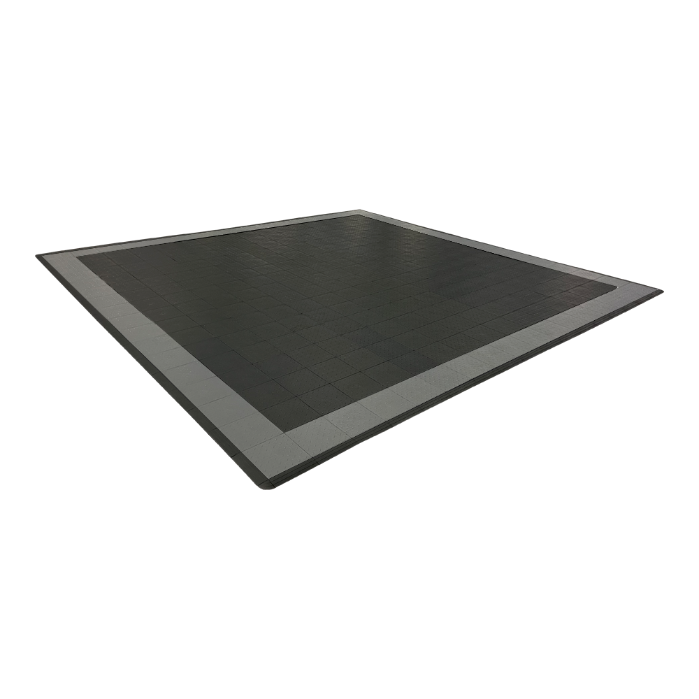 Swisstrax Double Car Garage Floor Mat In Diamondtrax Home Tiles (Border - Black, Grey)-MAT-DTHL-BRDR200-Garage Giant