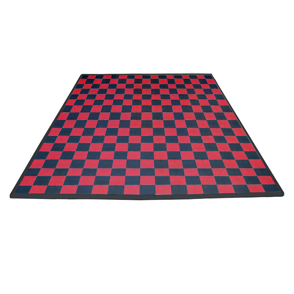 Swisstrax Double Car Garage Floor Mat In Diamondtrax Home Tiles (Checkered - Black, Red)-MAT-DTHL-CHKR300-Garage Giant