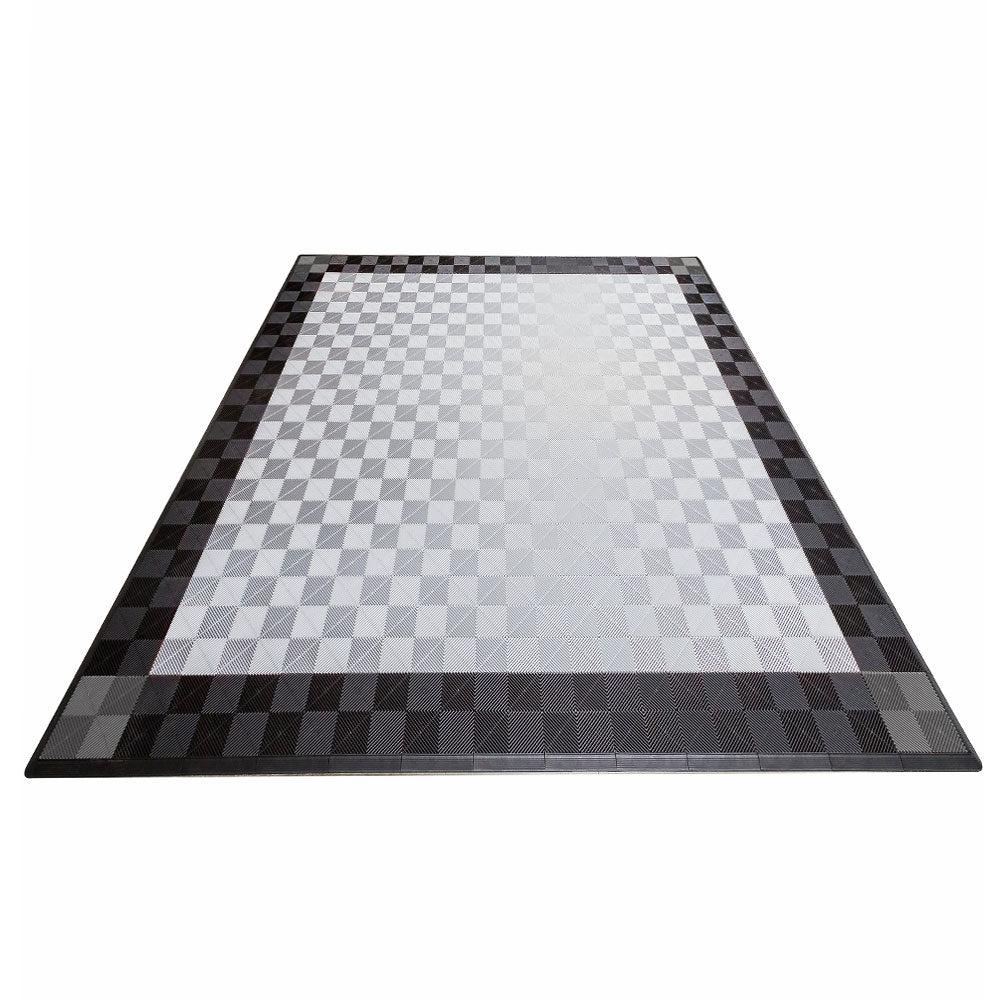 Swisstrax Double Car Garage Floor Mat In Ribtrax Pro Tiles (4 Corners - Silver, Black, Grey)-MAT-RPL-4CNR400-Garage Giant