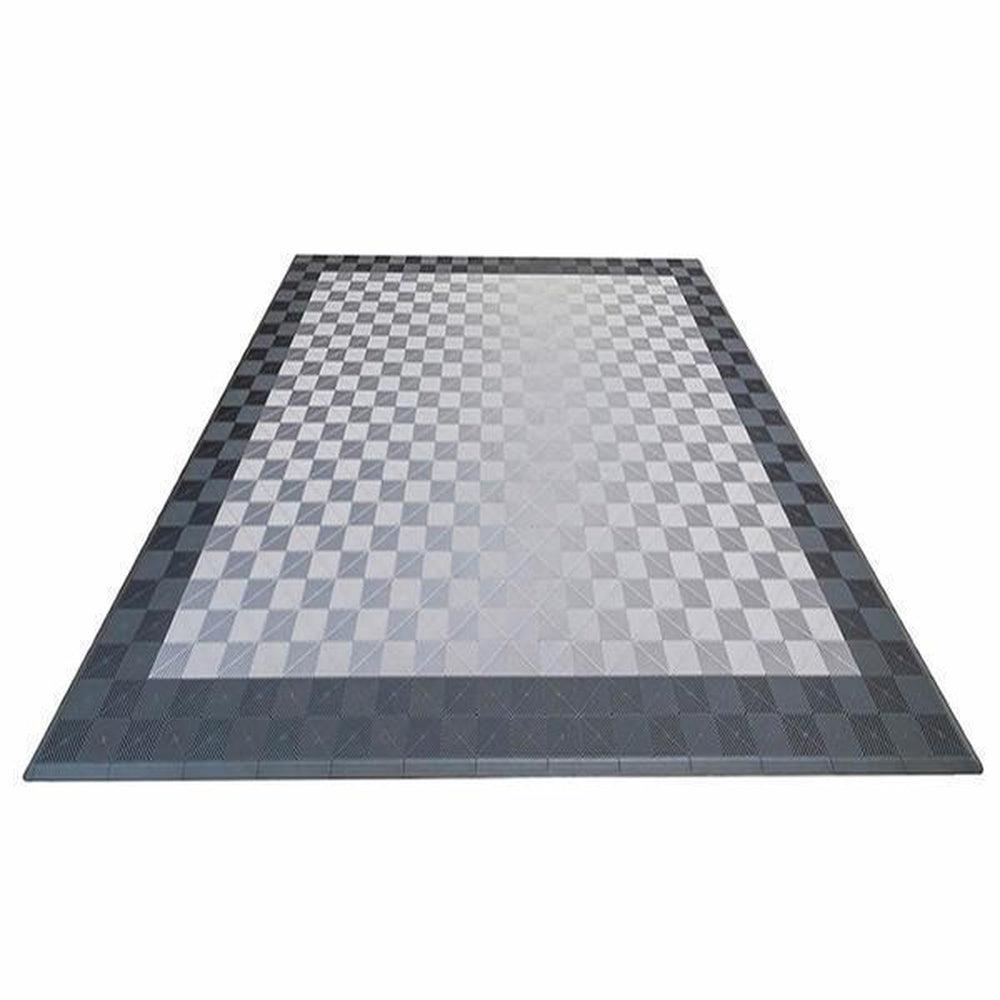 Swisstrax Double Car Garage Floor Mat In Ribtrax Pro Tiles (Border - Grey, Silver)-MAT-RPL-BRDR204-Garage Giant