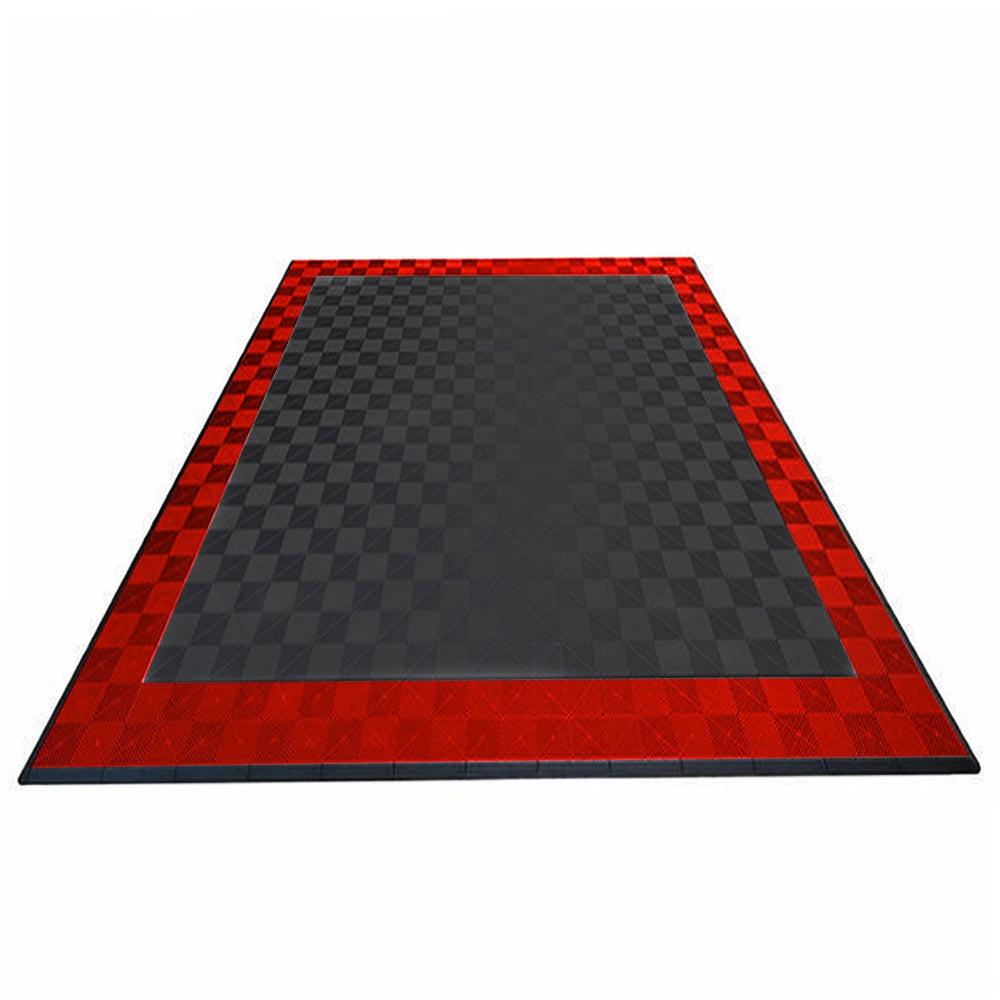 Swisstrax Double Car Garage Floor Mat In Ribtrax Pro Tiles (Border - Black, Red)-MAT-RPL-BRDR300-Garage Giant