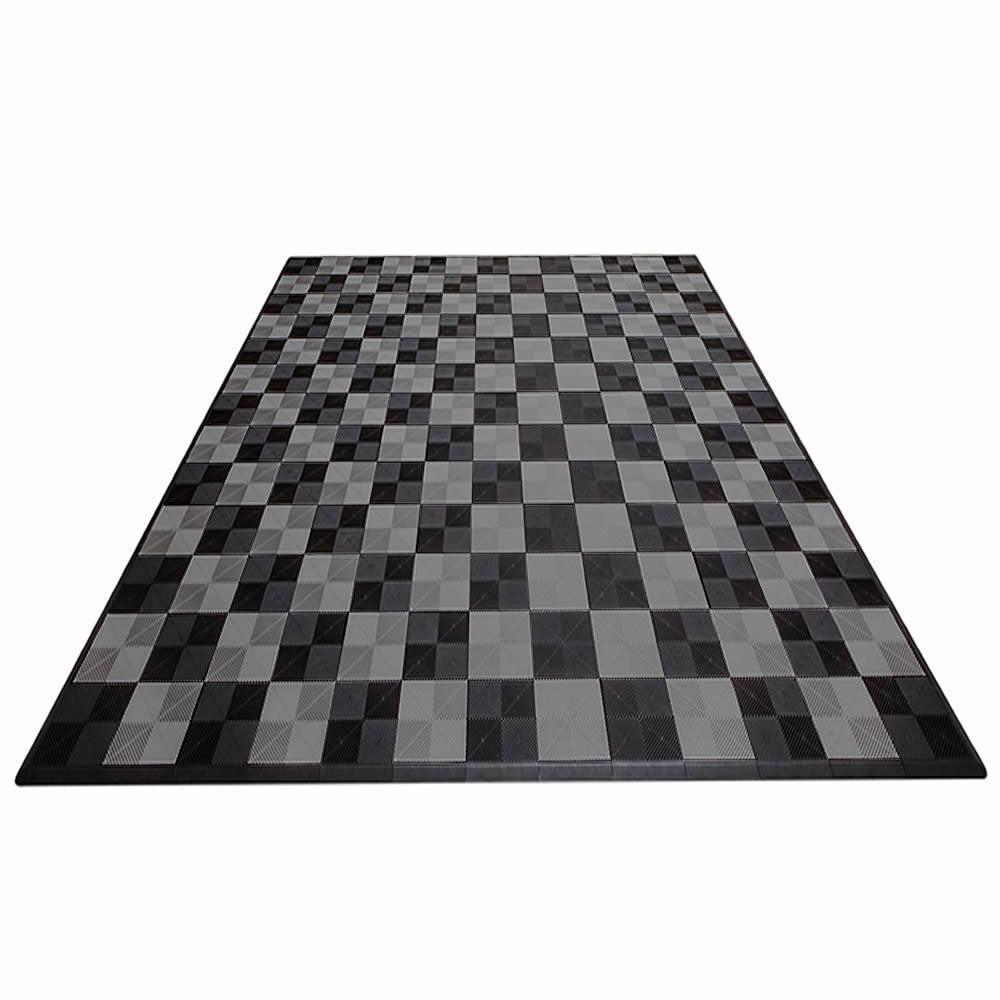 Swisstrax Double Car Garage Floor Mat In Ribtrax Pro Tiles (Checkered - Black, Grey)-MAT-RPL-CHKR200-Garage Giant